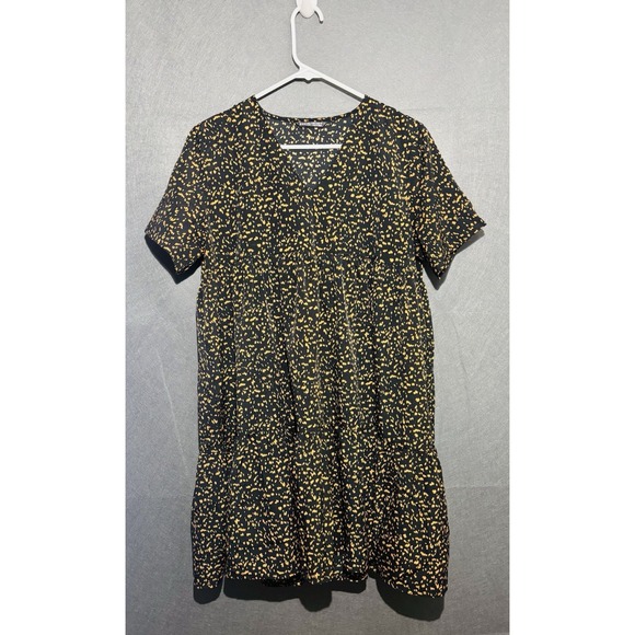 SHEIN Dresses & Skirts - Shein Dress Women's M Black and Tan Leopard Print Patterns V-Neck Short Sleeve
